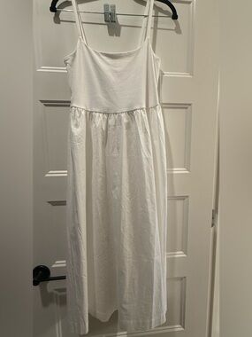 Old Navy White Mixed Fabric Midi Dress NWOT